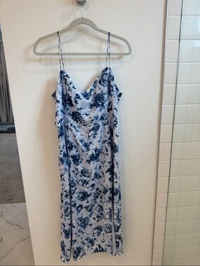 Abercrombie & Fitch Blue Floral Midi Dress with slit